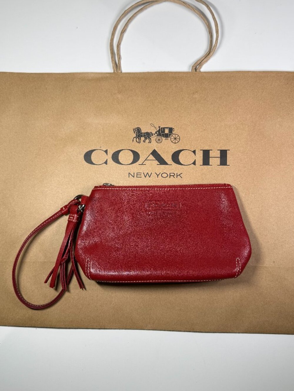 Coach Leather Wristlet Red